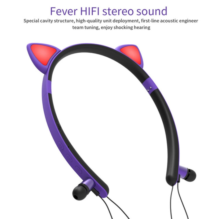 Auricular Bluetooth sem fios ZW29 com orelhas de gato, som estéreo HIFI, moda, portátil para desporto, com microfone e luz LED luminosa