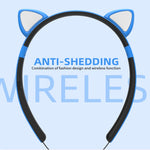 Auricular Bluetooth sem fios ZW29 com orelhas de gato, som estéreo HIFI, moda, portátil para desporto, com microfone e luz LED luminosa