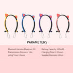 Auricular Bluetooth sem fios ZW29 com orelhas de gato, som estéreo HIFI, moda, portátil para desporto, com microfone e luz LED luminosa