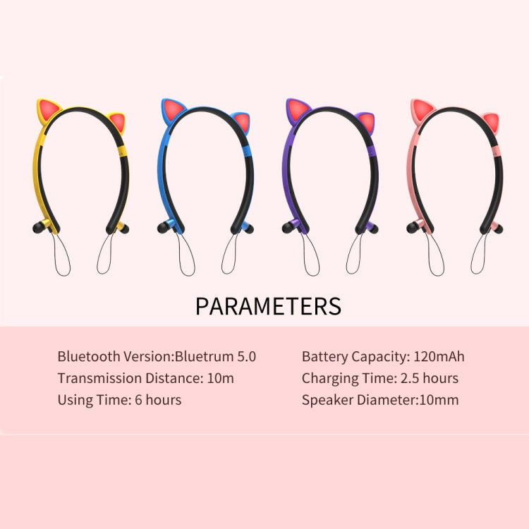 Auricular Bluetooth sem fios ZW29 com orelhas de gato, som estéreo HIFI, moda, portátil para desporto, com microfone e luz LED luminosa