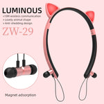 Auricular Bluetooth sem fios ZW29 com orelhas de gato, som estéreo HIFI, moda, portátil para desporto, com microfone e luz LED luminosa