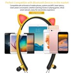 Auricular Bluetooth sem fios ZW29 com orelhas de gato, som estéreo HIFI, moda, portátil para desporto, com microfone e luz LED luminosa