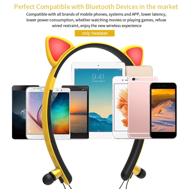 Auricular Bluetooth sem fios ZW29 com orelhas de gato, som estéreo HIFI, moda, portátil para desporto, com microfone e luz LED luminosa