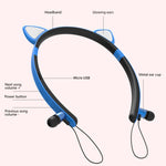 Auricular Bluetooth sem fios ZW29 com orelhas de gato, som estéreo HIFI, moda, portátil para desporto, com microfone e luz LED luminosa