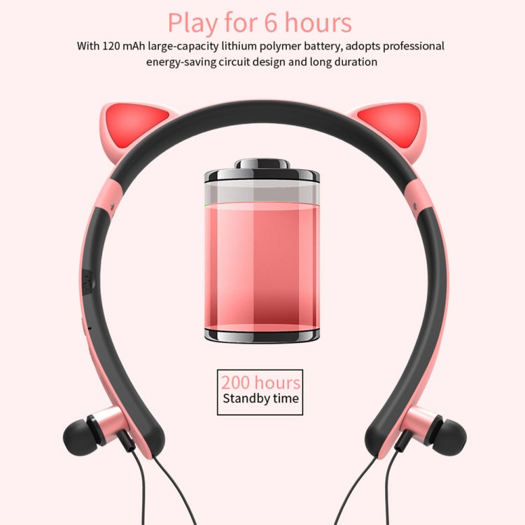 Auricular Bluetooth sem fios ZW29 com orelhas de gato, som estéreo HIFI, moda, portátil para desporto, com microfone e luz LED luminosa
