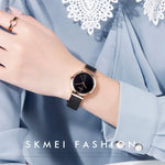Relógio Feminino Skmei 1595 Elegante de Moda com Mostrador Sem Escala e Correia de Malha de Aço Resistente à Água Relógio de Quartzo para Estudantes e Negócios