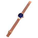 Relógio Feminino Skmei 1595 Elegante de Moda com Mostrador Sem Escala e Correia de Malha de Aço Resistente à Água Relógio de Quartzo para Estudantes e Negócios