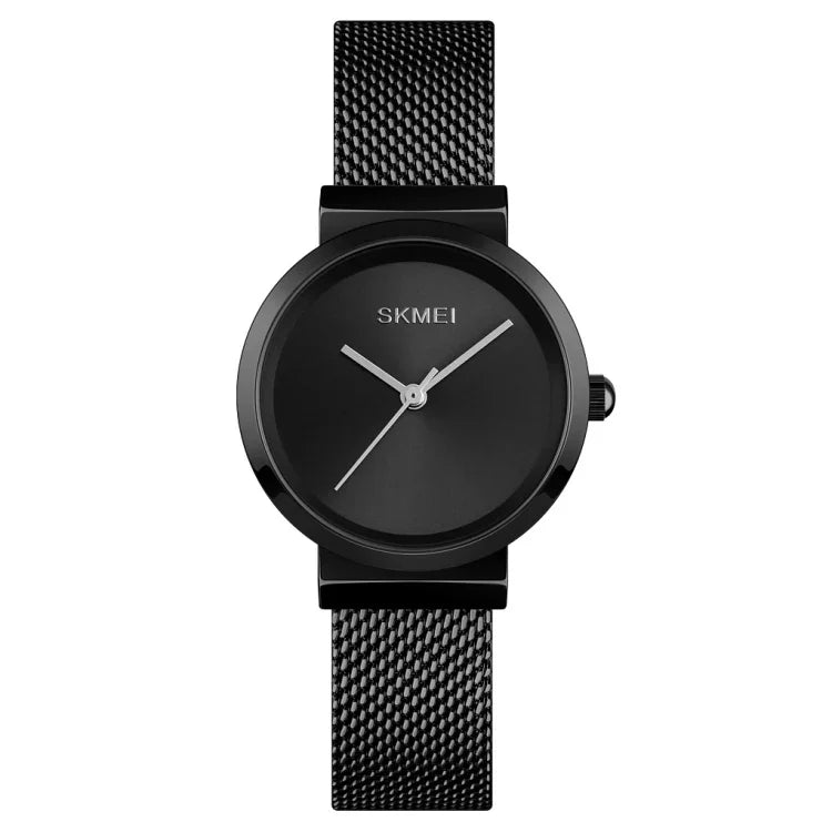 Relógio Feminino Skmei 1595 Elegante de Moda com Mostrador Sem Escala e Correia de Malha de Aço Resistente à Água Relógio de Quartzo para Estudantes e Negócios