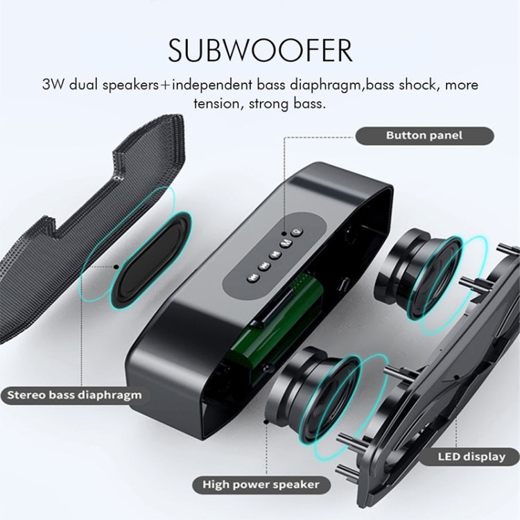 Coluna Bluetooth M5 Design Coruja LED Flash Altifalante Sem Fios Rádio FM Despertador Cartão TF