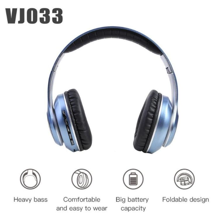 Auricular Bluetooth 5.0 multifunções VJ033, estéreo sem fios, LED, microfone, rádio FM