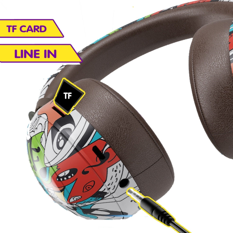Auricular Bluetooth desportivo VJ086 com grafiti, impressão a cores por transferência de água, suporte para TF e FM