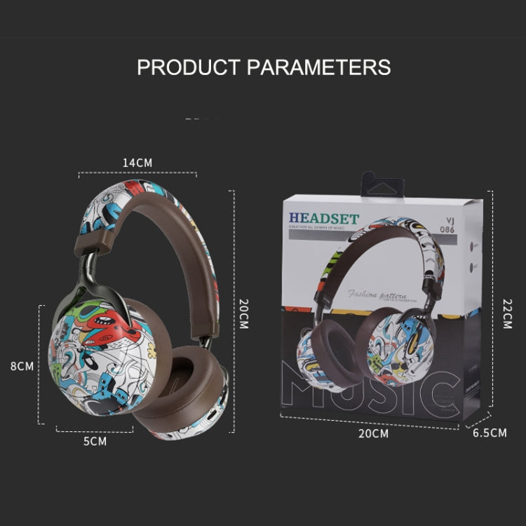 Auricular Bluetooth desportivo VJ086 com grafiti, impressão a cores por transferência de água, suporte para TF e FM