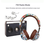 Auricular Bluetooth desportivo VJ086 com grafiti, impressão a cores por transferência de água, suporte para TF e FM