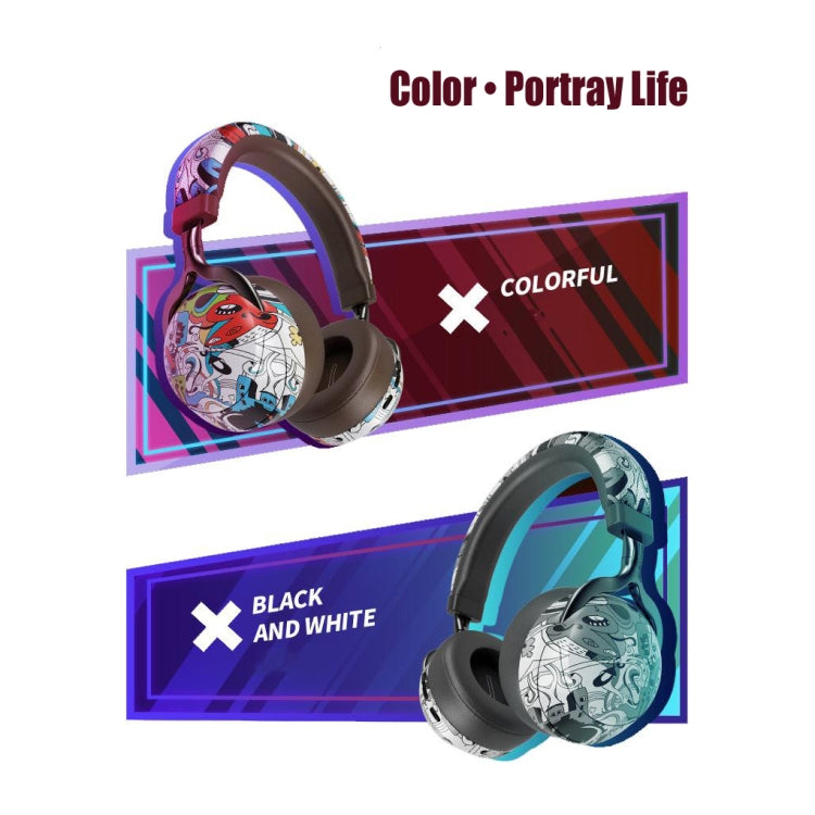 Auricular Bluetooth desportivo VJ086 com grafiti, impressão a cores por transferência de água, suporte para TF e FM