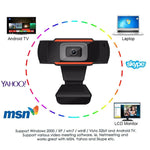 HXSJ A870 Webcam HD 480P para PC com Microfone Absorvente para Skype em Android TV, Câmara de Computador Rotativa USB, 480P
