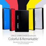 ORICO 2588US3-V1 Caixa para Disco Rígido USB3.0 de 2,5 polegadas, Prateado, Vermelho, Azul, Preto