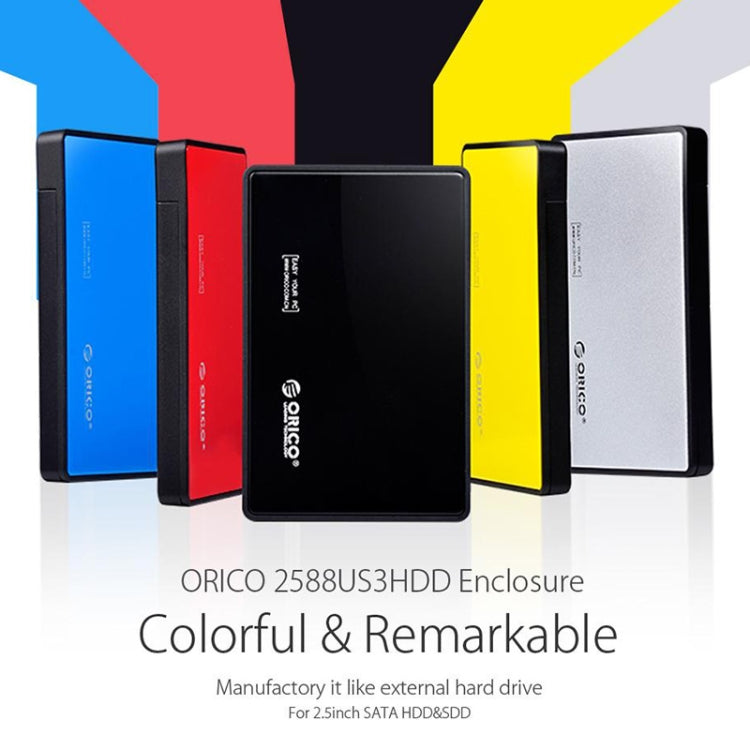 ORICO 2588US3-V1 Caixa para Disco Rígido USB3.0 de 2,5 polegadas, Prateado, Vermelho, Azul, Preto