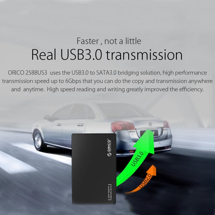 ORICO 2588US3-V1 Caixa para Disco Rígido USB3.0 de 2,5 polegadas, Prateado, Vermelho, Azul, Preto