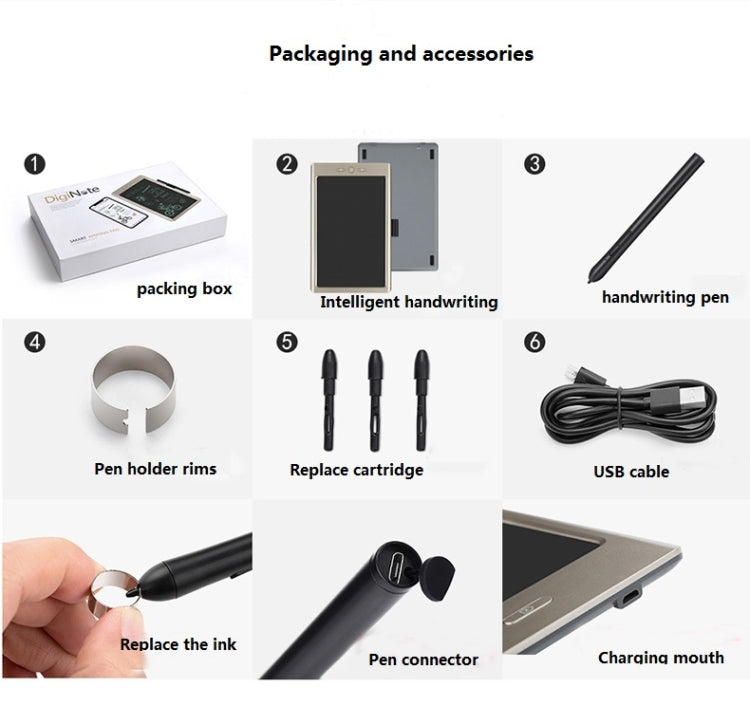 Mesa Digital Inteligente Portátil de 9 polegadas Ligação Bluetooth USB a Telemóvel, Nota na Nuvem com Caneta de Escrita de Alta Precisão