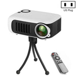 Projetor portátil mini A2000 800 lúmens suporta 1080P LCD 50000 horas de vida útil da lâmpada, projetor de vídeo para home theater com power bank, plugue EUA