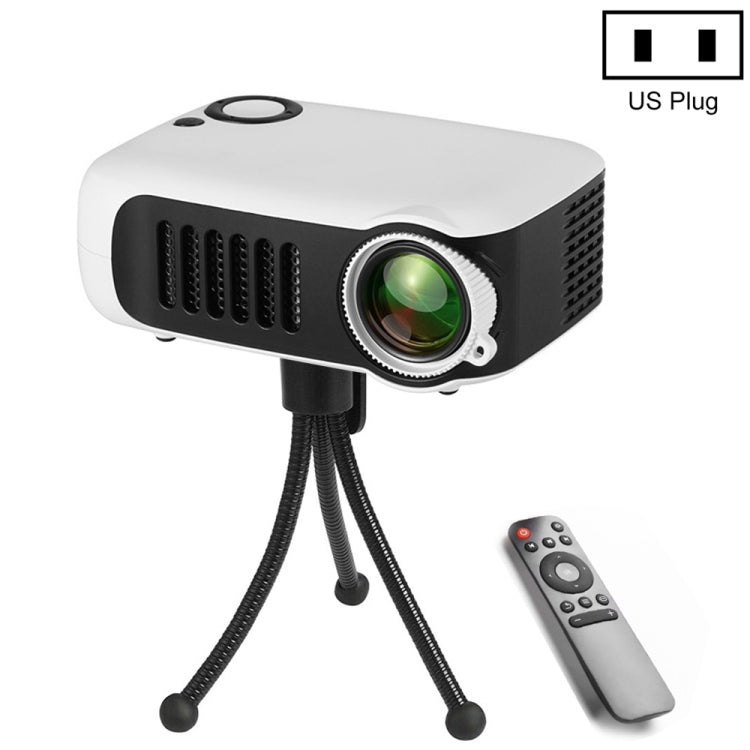 Projetor portátil mini A2000 800 lúmens suporta 1080P LCD 50000 horas de vida útil da lâmpada, projetor de vídeo para home theater com power bank, plugue EUA