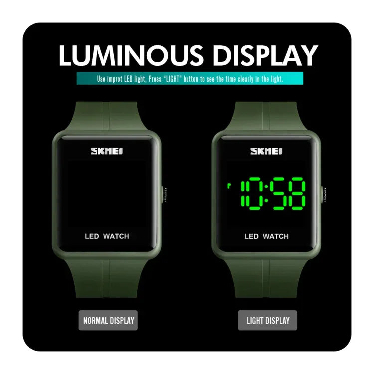 Relógio LED de Moda SKMEI 1541 Modelo Quadrado para Casais Resistente à Água Relógio Eletrónico com Correia de Silicone