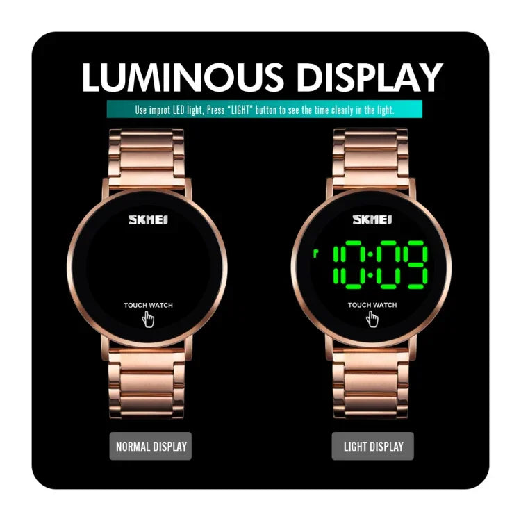 Relógio Masculino SKMEI 1550 Simples e Estiloso com Ecrã Tátil LED Resistente à Água em Aço Inoxidável com Relógio Eletrónico