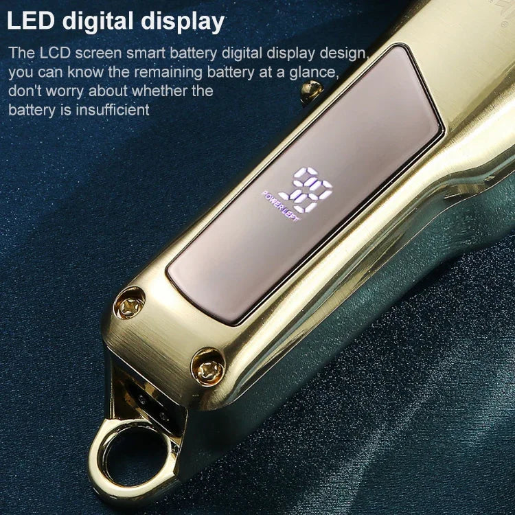 Máquina de cortar cabelo elétrica metálica USB 10W VGR V-278 com ecrã digital LED, V-278 (Dourado), V-278 (Prateado)