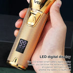 VGR V-280 Aparador de Cabelo Elétrico Metálico USB 10W com Ecrã Digital LED, V-280 (Dourado)