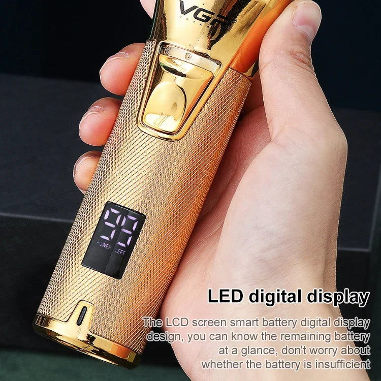 VGR V-280 Aparador de Cabelo Elétrico Metálico USB 10W com Ecrã Digital LED, V-280 (Dourado)