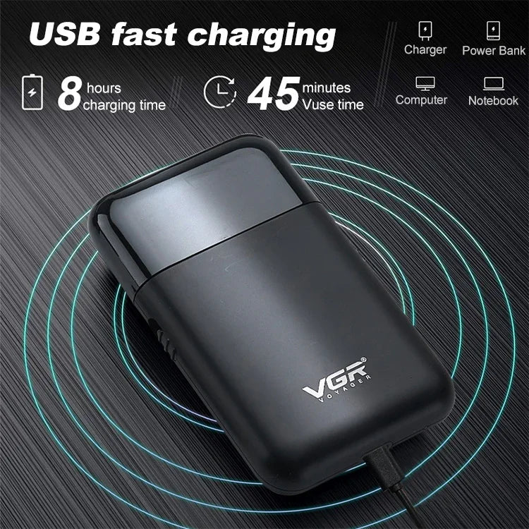 Barbeador elétrico portátil recíproco USB 5W VGR V-390, V-390 (Preto), V-390 (Verde)