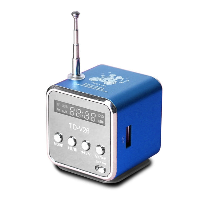 Colunas Portáteis com Rádio FM Mini Multi-funções, Colunas USB para Notebook, Suporte para TV, Telemóvel, Cartão SD/TF, Leitor de Música Mp3