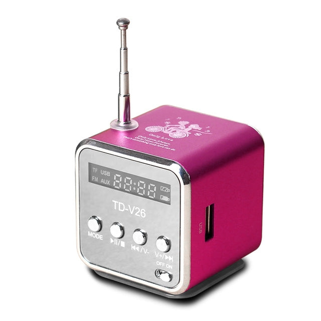 Colunas Portáteis com Rádio FM Mini Multi-funções, Colunas USB para Notebook, Suporte para TV, Telemóvel, Cartão SD/TF, Leitor de Música Mp3