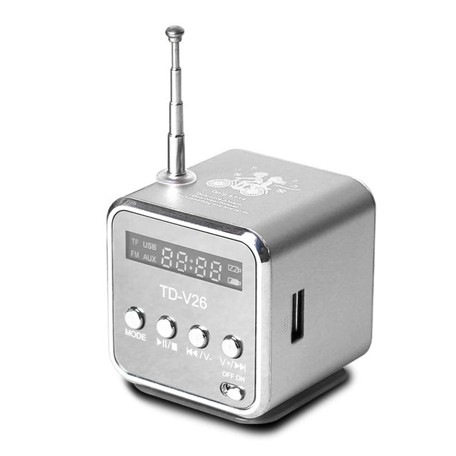 Colunas Portáteis com Rádio FM Mini Multi-funções, Colunas USB para Notebook, Suporte para TV, Telemóvel, Cartão SD/TF, Leitor de Música Mp3