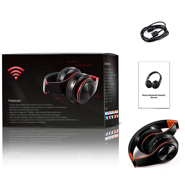 Tourya B7 Auricular Bluetooth Sem Fios Dobrável Ajustável com Microfone, B7 (Preto e Vermelho), B7 (Preto e Azul)