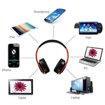 Tourya B7 Auricular Bluetooth Sem Fios Dobrável Ajustável com Microfone, B7 (Preto e Vermelho), B7 (Preto e Azul)