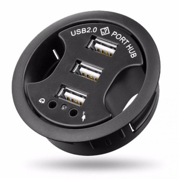 Hub USB 2.0 com 3 Portas e Entrada de Áudio e Microfone de 3,5mm