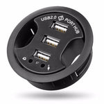 Hub USB 2.0 com 3 Portas e Entrada de Áudio e Microfone de 3,5mm
