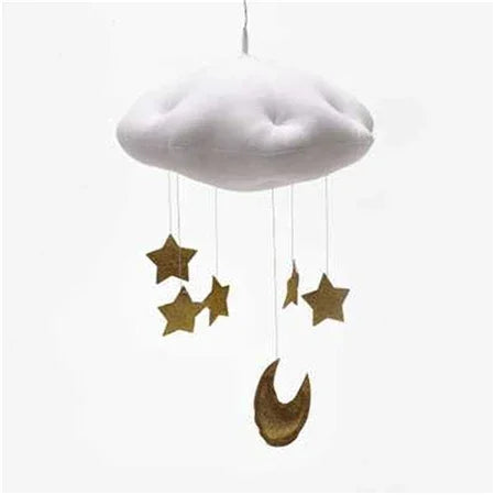 Móbile de Teto para Quarto de Bebé, Decoração de Festa com Nuvens, Lua e Estrelas, Decoração Suspensa para Quarto Infantil e Roupa de Cama para Bebé
