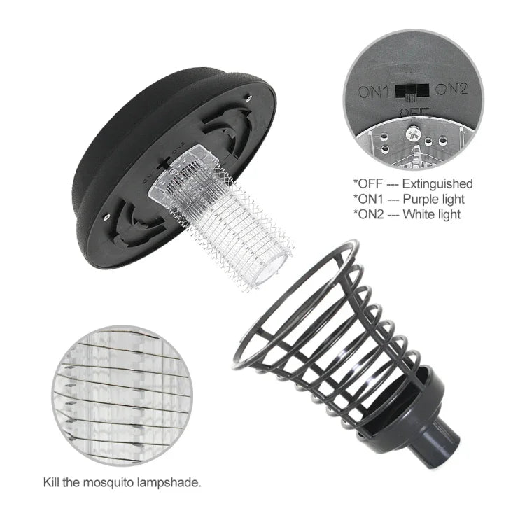 Lâmpada UV LED Solar Repelente de Mosquitos Mata Insetos para Jardim Exterior, Relvado e Paisagem
