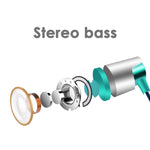 Auscultadores Metálicos com Fio Super Bass In-Ear Desportivos com Microfone para Xiaomi Samsung Huawei