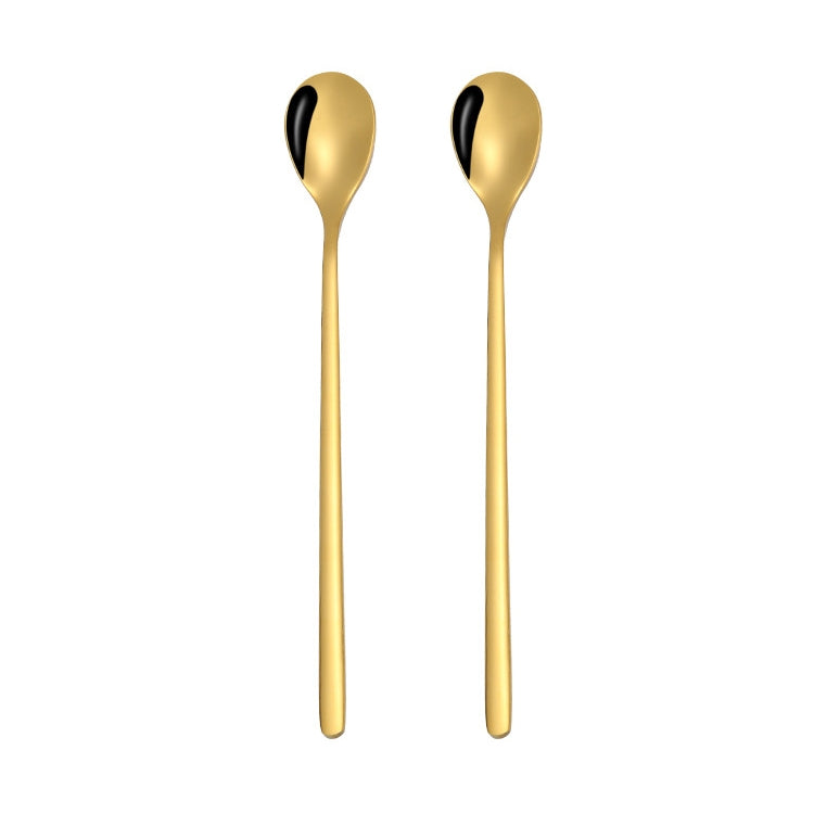2 COLHERES de Aço Inoxidável Colher Criativa para Café Colher de Bar Colher de Gelo Banhada a Ouro Colher Longa para Mexer, Colher Redonda Dourada