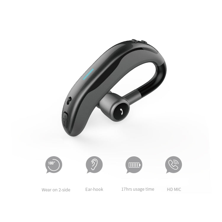 Auricular Bluetooth Sem Fios para Carro com Gancho para Orelha e Microfone, Preto Cinzento, Preto Vermelho, Preto Verde
