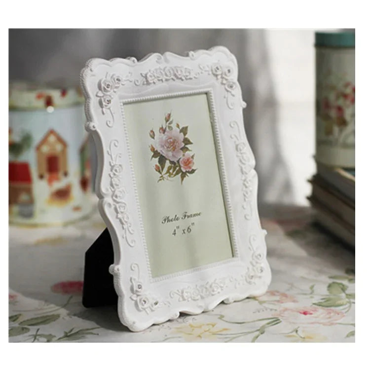 Decoração de Casa Estilo Pastoral Moldura de Quadro com Rosa Entalhada, Moldura de Quadro Entalhada