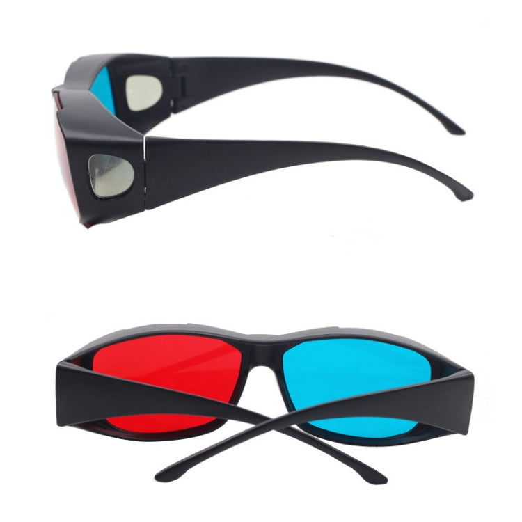 Óculos 3D Anáglifos Vermelho e Azul com Armação para Visão 3D para Jogos, Filmes Estereoscópicos, Óculos Dimensional de Plástico, Vermelho Azul