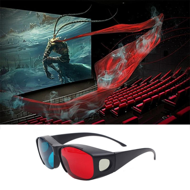 Óculos 3D Anáglifos Vermelho e Azul com Armação para Visão 3D para Jogos, Filmes Estereoscópicos, Óculos Dimensional de Plástico, Vermelho Azul