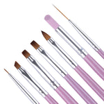 Conjunto de 7 Pincéis para Pintura de Unhas, Esticador, Escultura e Afiação, Ferramenta de Manicure