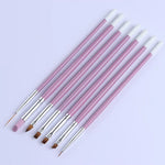 Conjunto de 7 Pincéis para Pintura de Unhas, Esticador, Escultura e Afiação, Ferramenta de Manicure