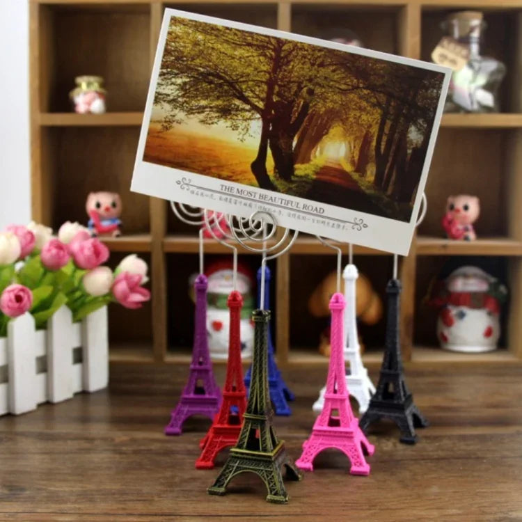 Estátua de Secretária em Forma da Torre Eiffel Mini Suporte para Cartões de Informação Clipe para Fotos Decoração de Casa Presente, Entrega de Cor Aleatória, Suporte para Cartões em Forma da Torre Eiffel