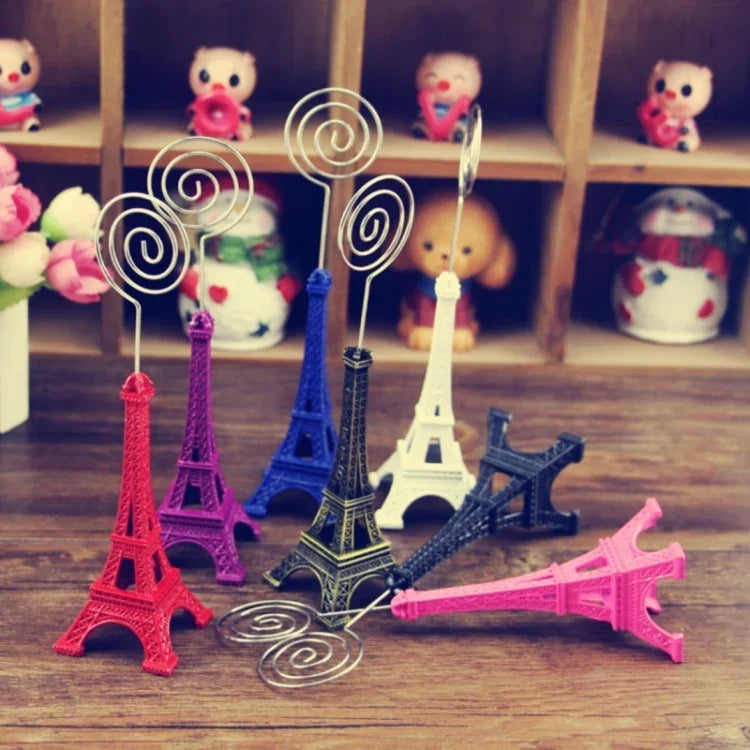 Estátua de Secretária em Forma da Torre Eiffel Mini Suporte para Cartões de Informação Clipe para Fotos Decoração de Casa Presente, Entrega de Cor Aleatória, Suporte para Cartões em Forma da Torre Eiffel